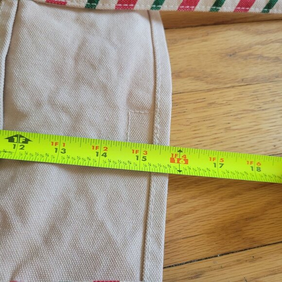 Walt Disney World Canvas Tote Bag 1971 Logo Red & Green Striped Handles Cream/Re - Picture 9 of 11